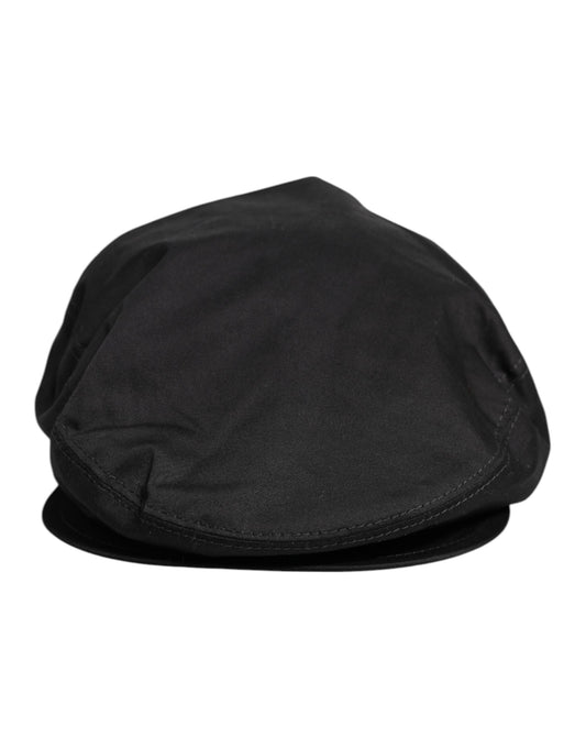 Dolce &amp; Gabbana Black Cotton Newsboy Capello Cabbie Hat