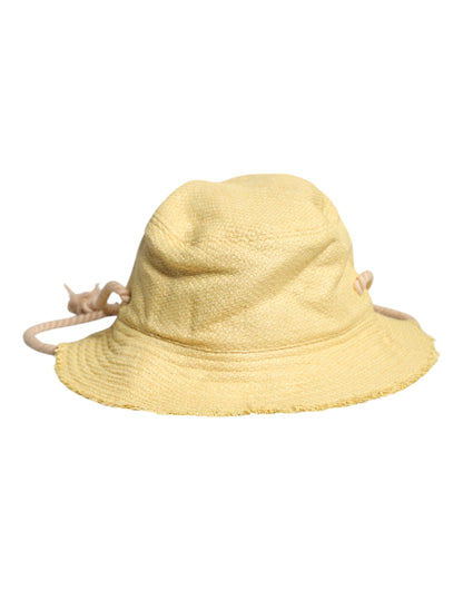 Dolce & Gabbana Yellow Cotton Wide Brim Bucket