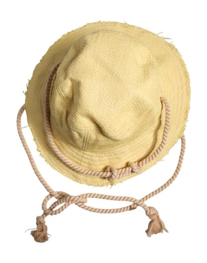 Dolce & Gabbana Yellow Cotton Wide Brim Bucket