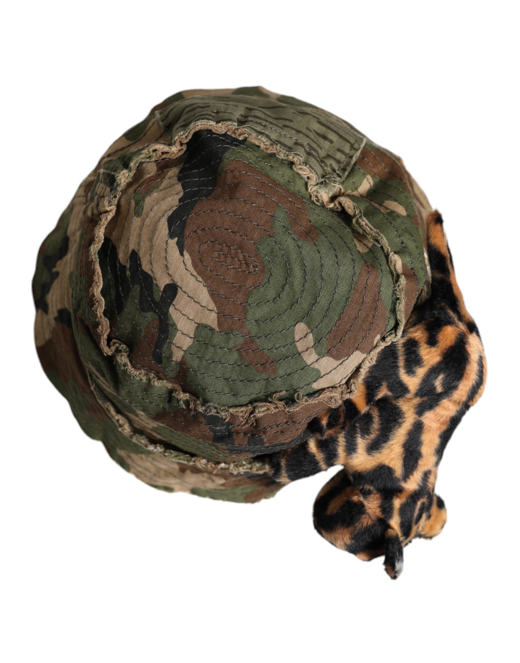 Dolce & Gabbana Multicolor Leopard Embellish Wide Brim Bucket Hat