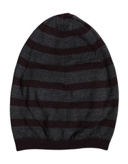 Dolce & Gabbana Gray Striped Wool Knitted Winter Beanie Hat