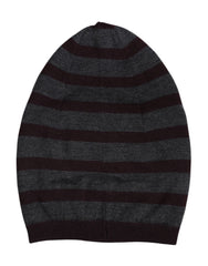 Dolce & Gabbana Gray Striped Wool Knitted Winter Beanie Hat
