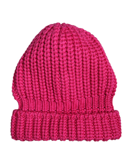 Dolce & Gabbana Pink Solid Wool Knitted Winter Beanie Hat