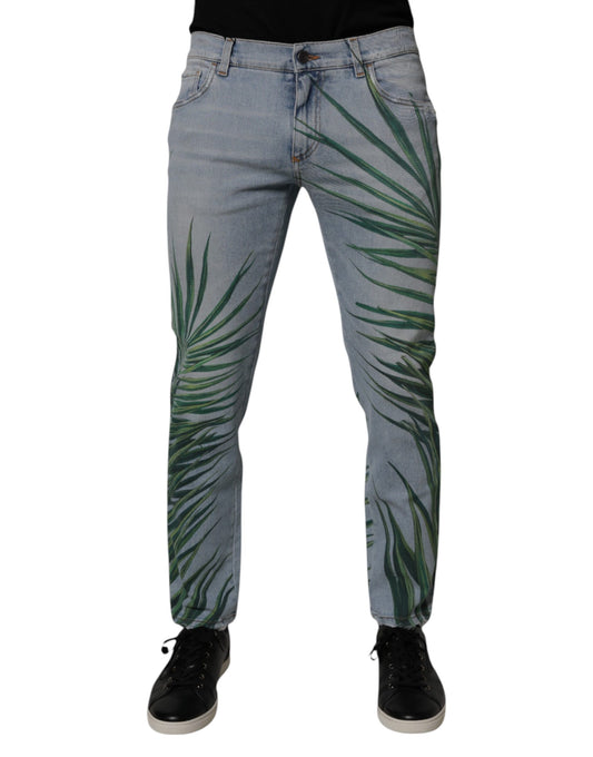Dolce &amp; Gabbana Ljusblå Bladbomull Klassiska Herrjeans