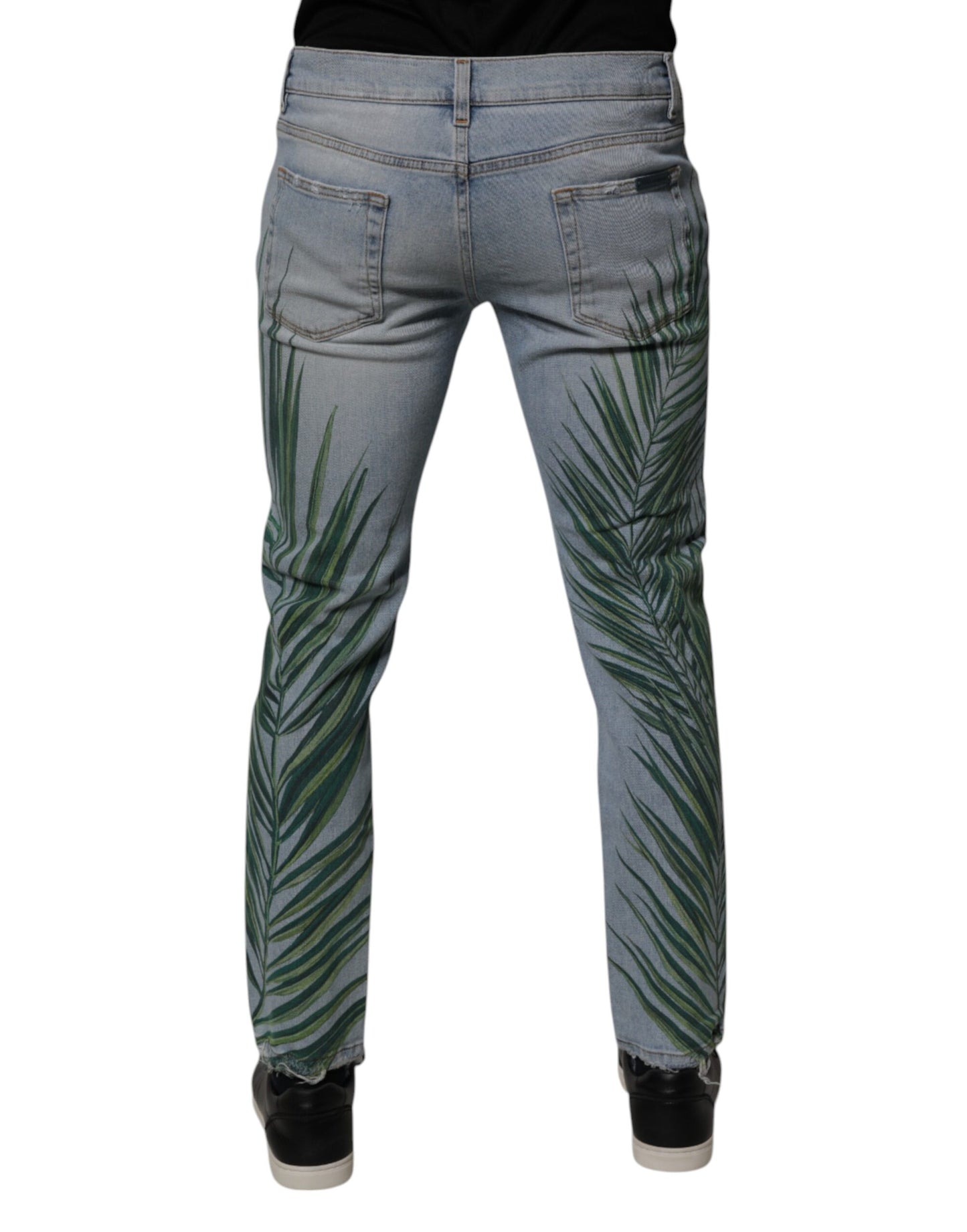 Dolce &amp; Gabbana Ljusblå Bladbomull Klassiska Herrjeans