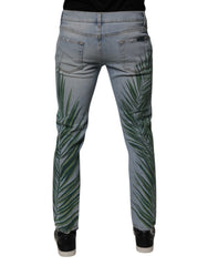 Dolce & Gabbana Light Blue Leaf Cotton Classic Men Denim Jeans