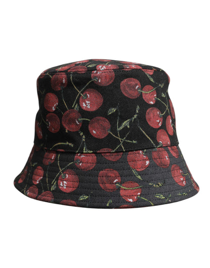 Dolce &amp; Gabbana Svart Bomullsmönstrad Bucket Hatt med Bred Brätte