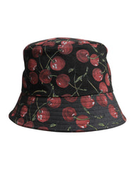 Dolce & Gabbana Black Cotton Printed Wide Brim Bucket Hat