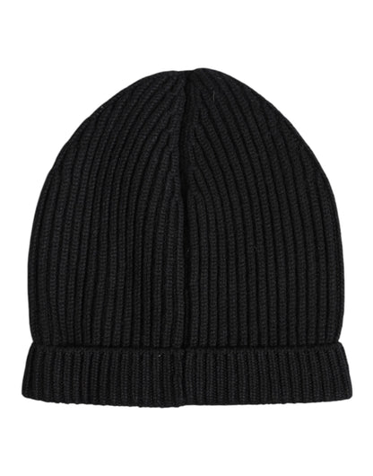 Dolce & Gabbana Black Cashmere Knitted Winter Beanie Hat