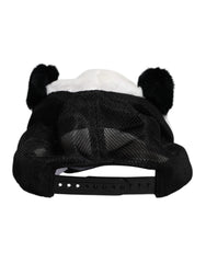 Dolce & Gabbana Black White Panda Fur Women Baseball Cap