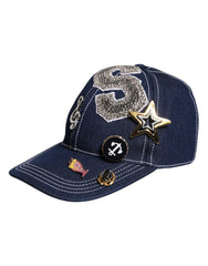 Dolce & Gabbana Blue Crystal Embellishment Baseball Cap