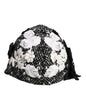 Dolce & Gabbana Black Wool White Floral Embellished Cloche Hat