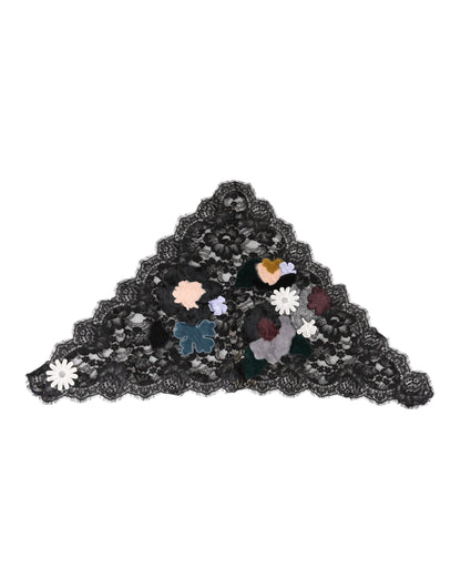 Dolce & Gabbana Black Lace Floral Applique Cotton Veil Hat