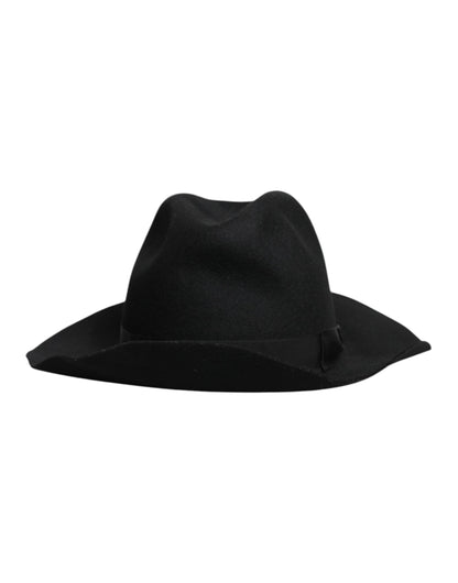 Dolce & Gabbana Black Wide Brim Trilby Fedora Hat