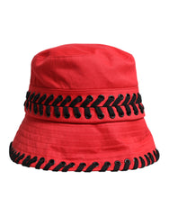 Dolce & Gabbana Red Lace Polyester Wide Brim Bucket Hat