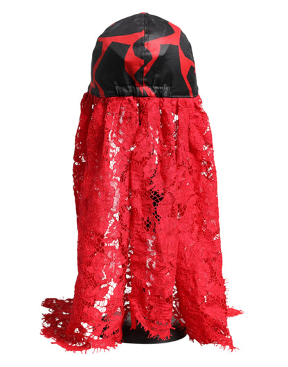 Dolce &amp; Gabbana Rød Svart Blonde Tyll Bomull Baseballcaps