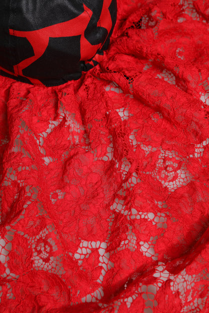 Dolce &amp; Gabbana Rød Svart Blonde Tyll Bomull Baseballcaps