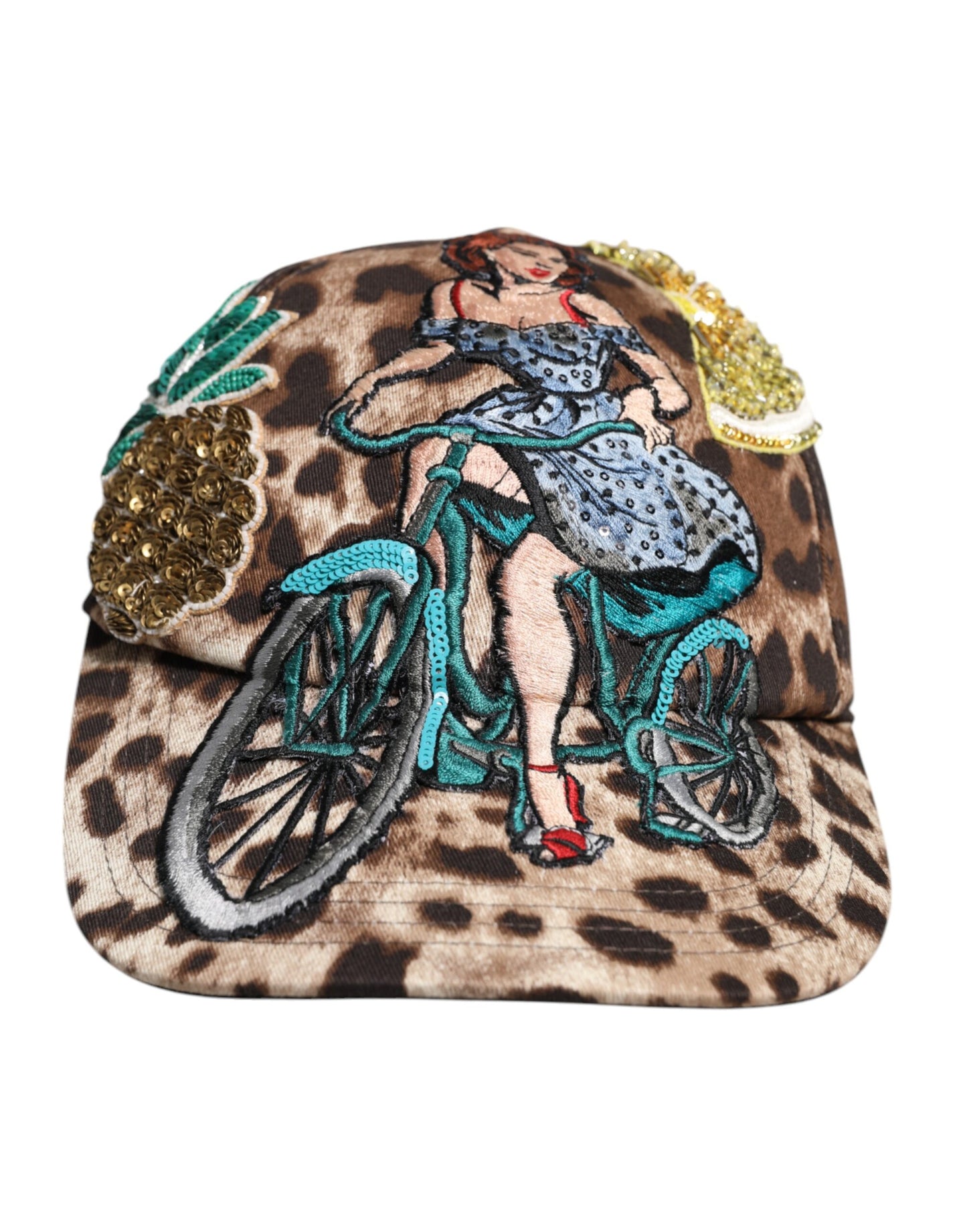 Dolce &amp; Gabbana brun leopard-paljetter Sicilia baseballcaps