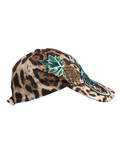 Dolce &amp; Gabbana brun leopard-paljetter Sicilia baseballcaps
