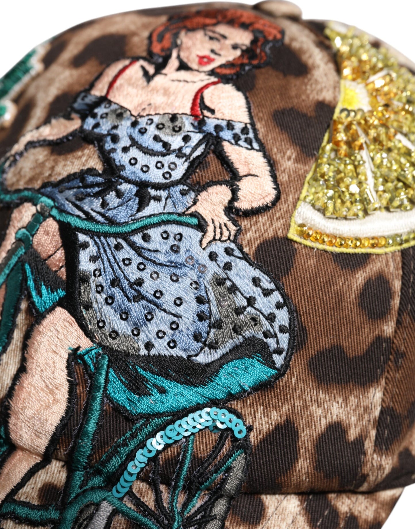 Dolce &amp; Gabbana brun leopard-paljetter Sicilia baseballcaps