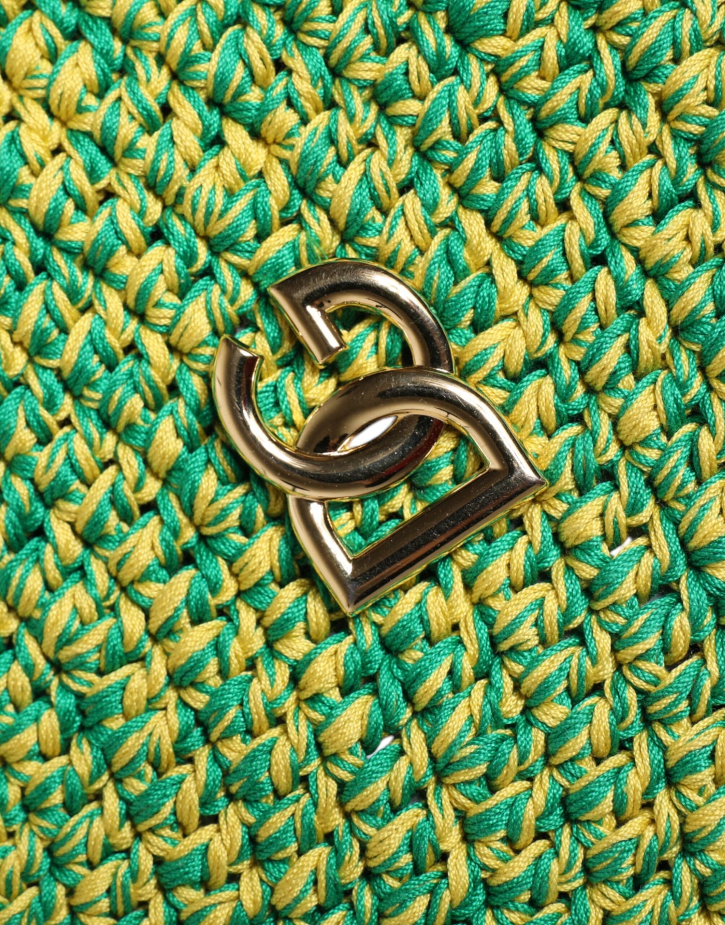 Dolce &amp; Gabbana Grønn Bomull Heklet DG Logo Bøttehatt