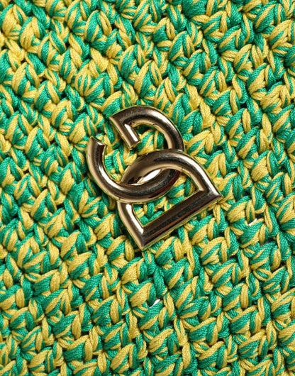 Dolce &amp; Gabbana Grønn Bomull Heklet DG Logo Bøttehatt