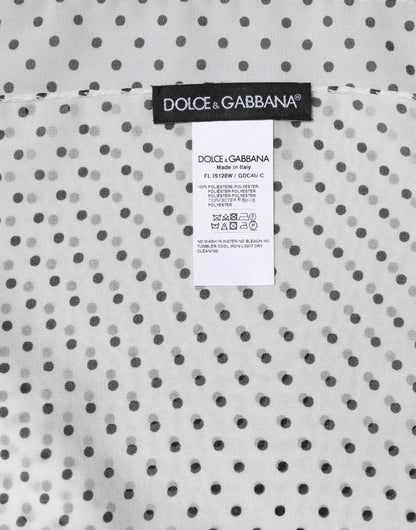 Dolce &amp; Gabbana Hvitt Polkadot Polyester Wrap Sjal Skjerf