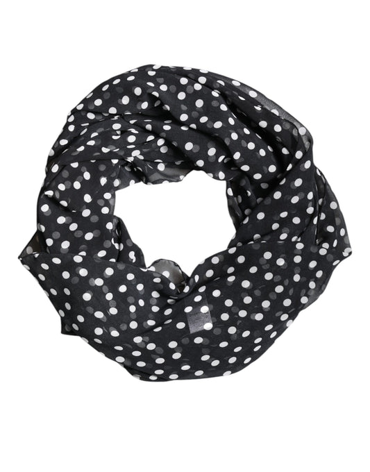 Dolce &amp; Gabbana Svart Polkadot Polyester Wrap Sjal Skjerf