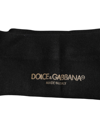 Dolce &amp; Gabbana Svarta Viskos Strumpor med Logotyp Över Vaden