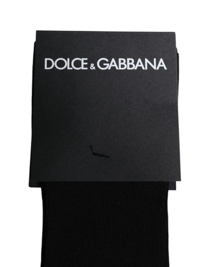 Dolce &amp; Gabbana Svarta Viskos Strumpor med Logotyp Över Vaden
