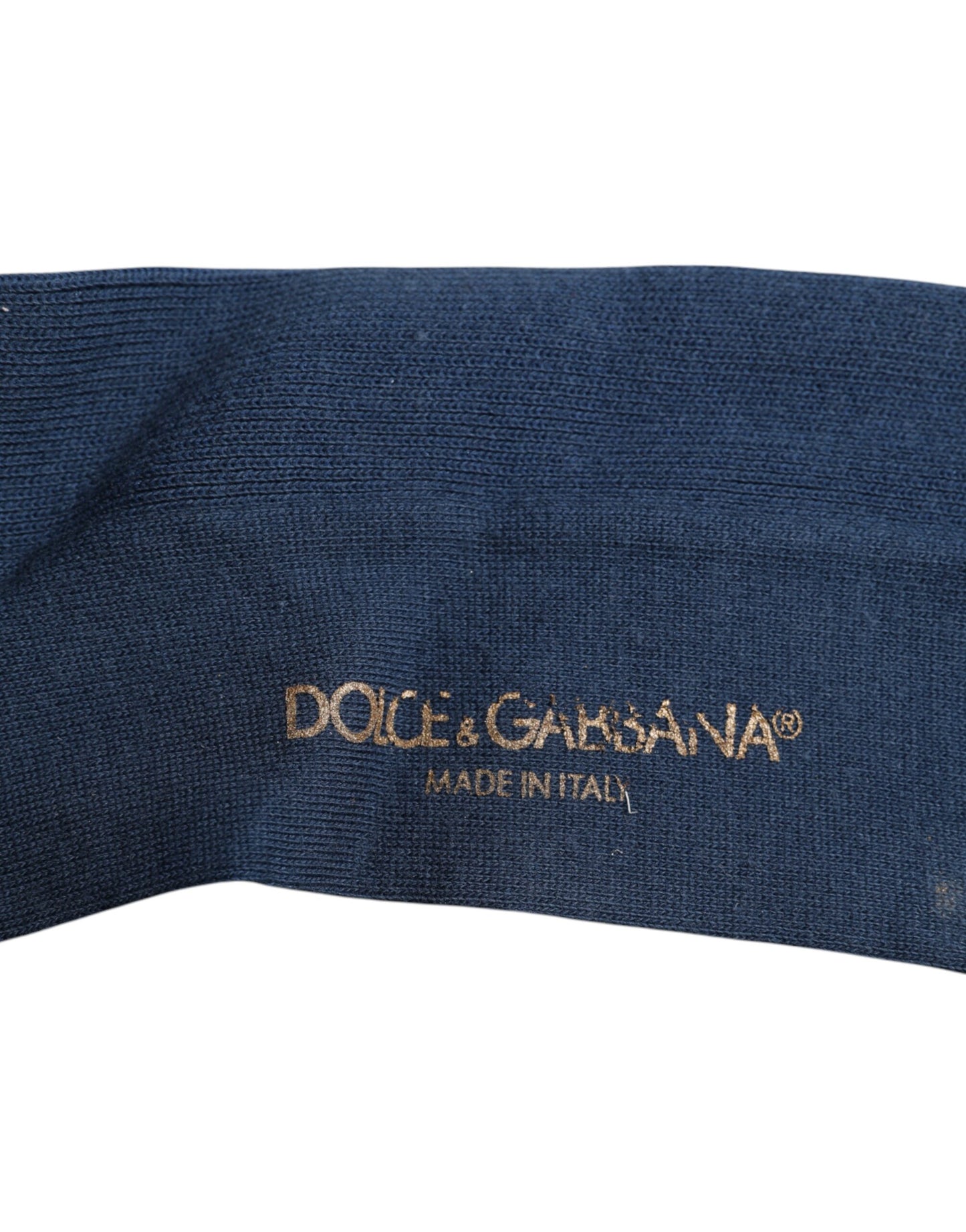 Dolce &amp; Gabbana Blå Bomullsstrumpor med DG-logotyp över vaden