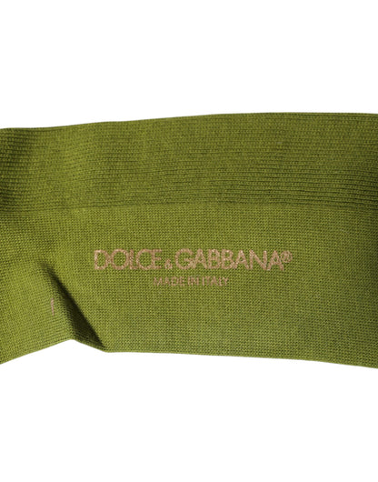 Dolce &amp; Gabbana Grønne Bomullssokker med Logo Over Leggen