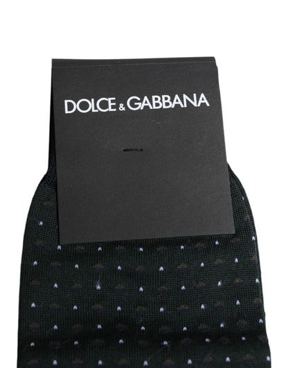 Dolce & Gabbana Black Polka Dots Cotton Mid Calf Socks