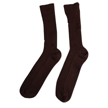 Dolce & Gabbana Brown Cotton Stretch Over The Calf Socks