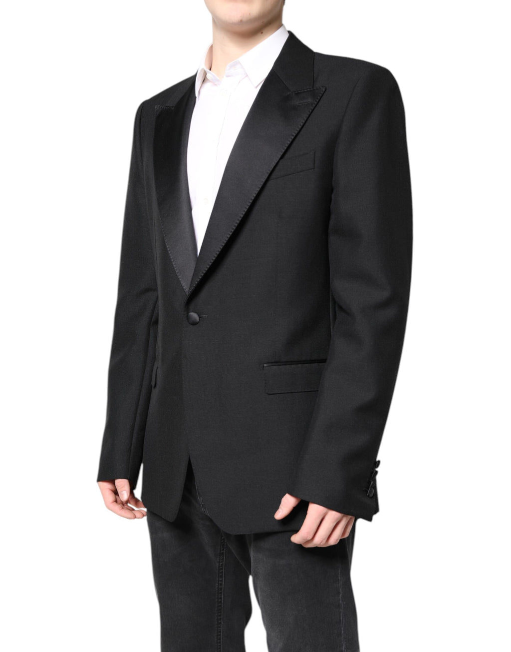 Svart ullblazer med enkeltspent