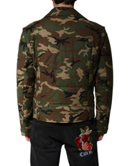 Dolce & Gabbana Multicolor Camouflage Nylon Biker Jacket