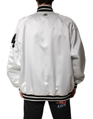 Dolce & Gabbana White DG Logo Polyester Jersey Bomber Jacket