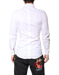 Dolce & Gabbana White Cotton GOLD Dress Formal Collared Shirt