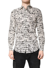 Dolce & Gabbana White Black Logo MARTINI Men Casual Shirt