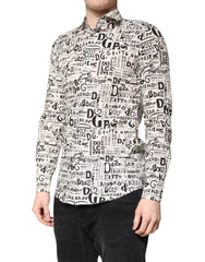 Dolce & Gabbana White Black Logo MARTINI Men Casual Shirt