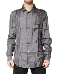 Dolce & Gabbana Gray Polka Dot Silk Long Sleeve Shirt