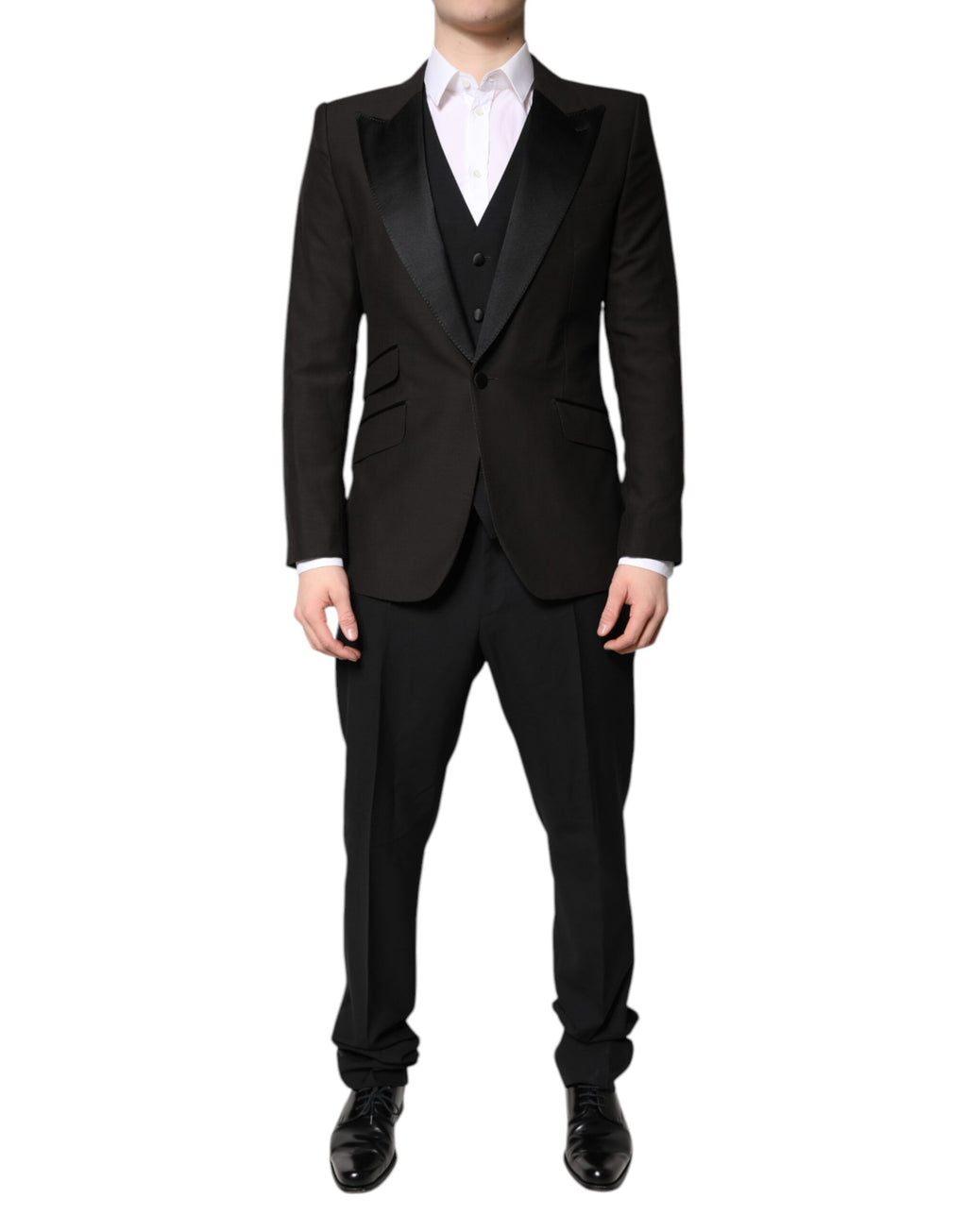 Svart enkeltspent formelt 3-delt dress