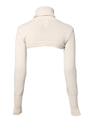 Dolce & Gabbana Ivory Cashmere Turtleneck Cropped Top Sweater