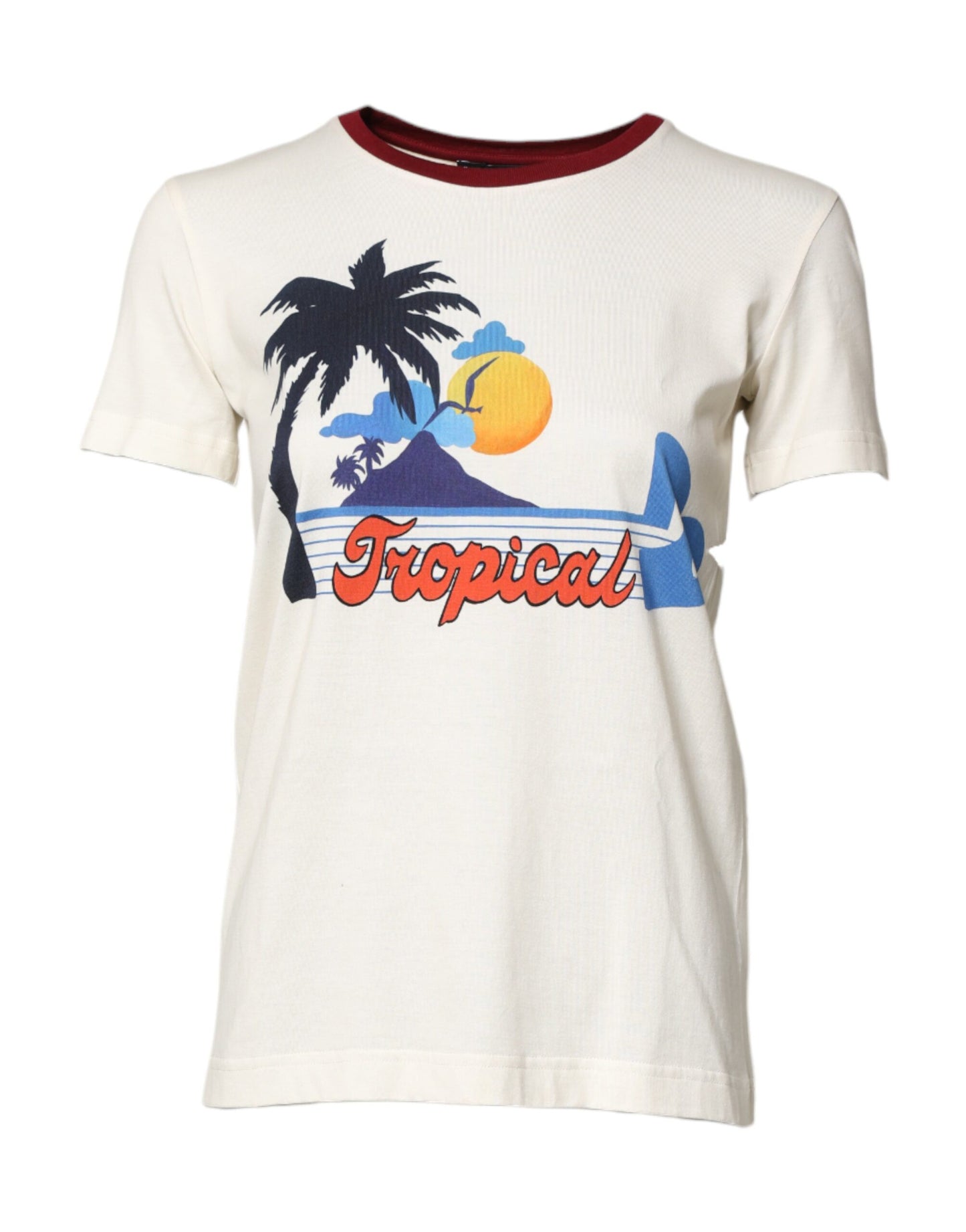 Dolce &amp; Gabbana Vit bomullsmönstrad t-shirt med korta ärmar