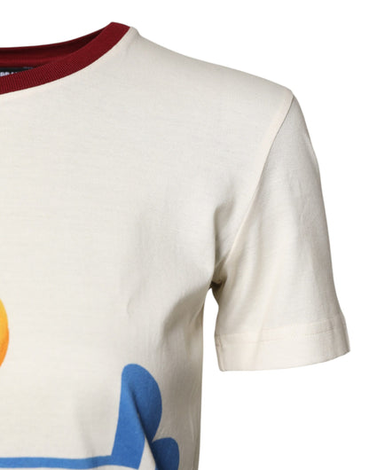 Dolce &amp; Gabbana Vit bomullsmönstrad t-shirt med korta ärmar