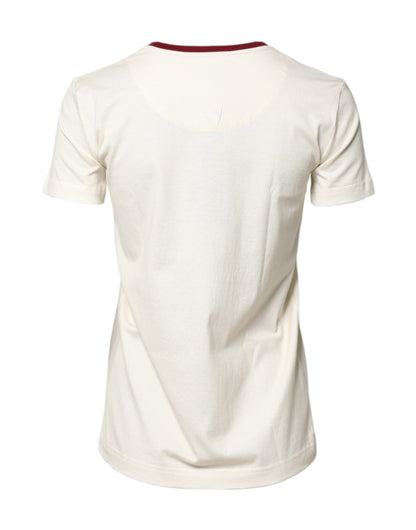 Dolce &amp; Gabbana Vit bomullsmönstrad t-shirt med korta ärmar