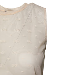 Dolce & Gabbana Ivory Nylon Logo See Through Sleeveless Tank Top