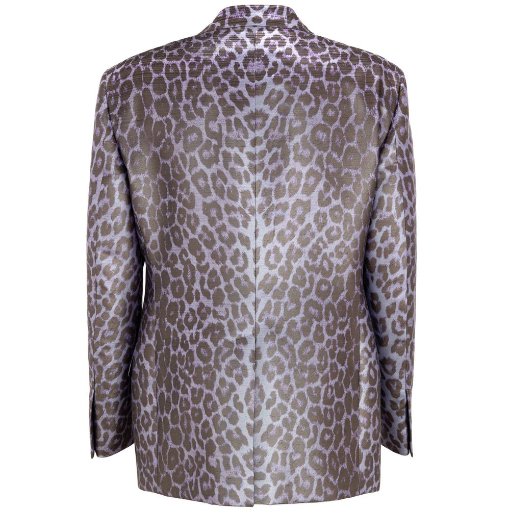Lilla viskosedress og blazer