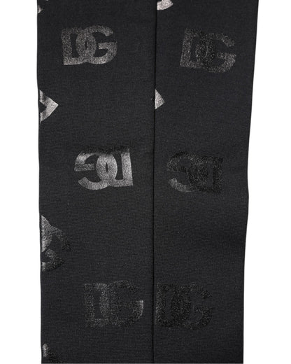 Dolce & Gabbana Black DG Logo Monogram Wool Stretch Arm Sleeves