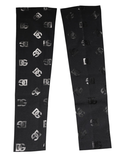 Dolce & Gabbana Black DG Logo Monogram Wool Stretch Arm Sleeves